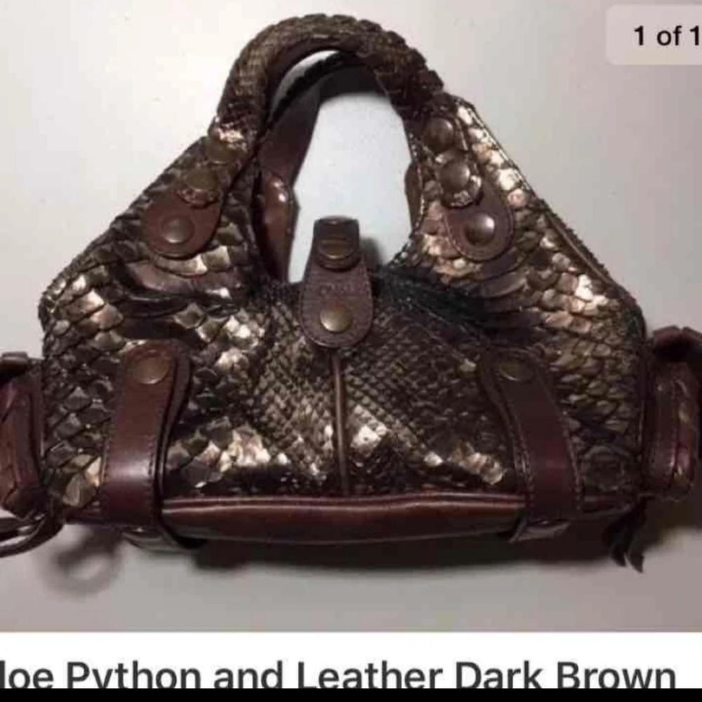Chloe python dark leather bag